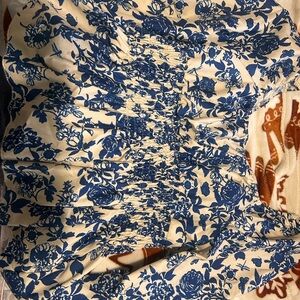 SHEIN Blue and Cream Floral Blouse